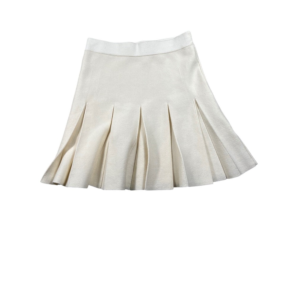 ASTR The Label XS Ivory Pleated Knit Mini Skirt Tennis Preppy Old Money